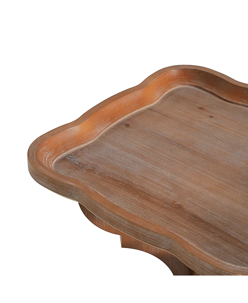 Flynama French Country Square Accent Table, Distressed Faux Wood Hourglass Base End Table, 18.75"W×18.75"D×25"H