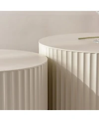 Flynama 2-Piece Nesting Drum Coffee Table with Wave Stripes