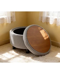 Flynama 25 Inch Round Storage Ottoman