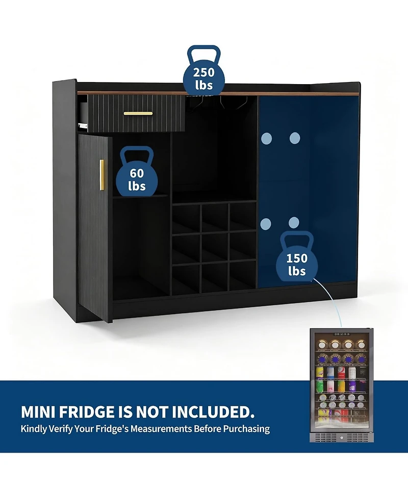 gaomon Coffee Bar Cabinet with Fridge Space, Mini Drawers and Adjustable Shelf, Home