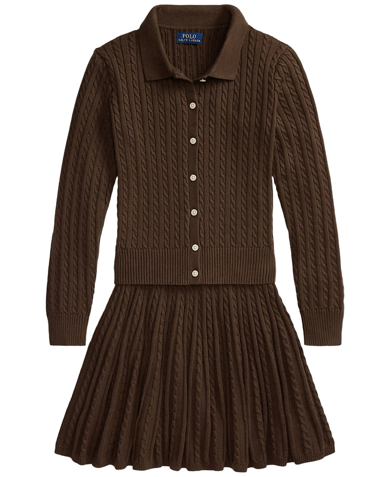Polo Ralph Lauren Girls' 7-16 Cotton Cardigan and Skirt