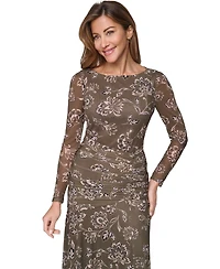 Eliza J Women's Extended Cap Long-Sleeve Floral Dress