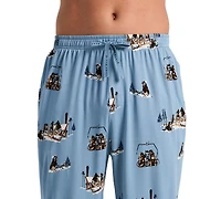 Perry Ellis Portfolio Men's Deluxe Touch Apres Ski Pup Print Jersey Sleep Pants
