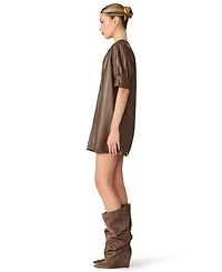 Steve Madden Women's Sharleene Puff-Sleeve Polyurethane Mini Dress