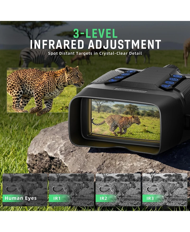 Sugift 4K Night Vision Goggles, 8X Digital Binoculars with 3.99 inch Screen 64GB Card 2000FT Range 40MP Photo and Video for Adults