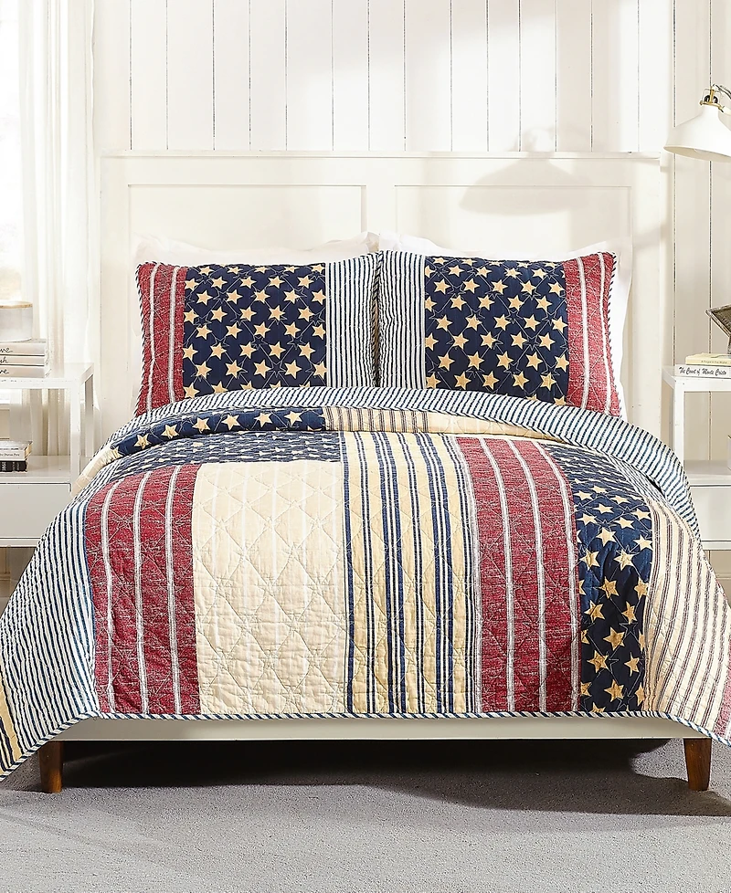 Modern Heirloom Americana Patchwork 2-Piece Quilt Set, Twin/Twin Xl