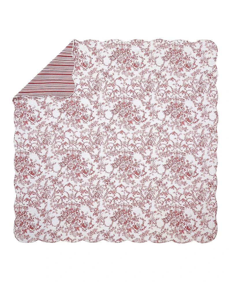 Modern Heirloom Garden Toile Reversible 3-Piece Quilt Set, Full/Queen