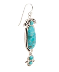 Barse Emile Blue Turquoise Silver Dangle Earrings