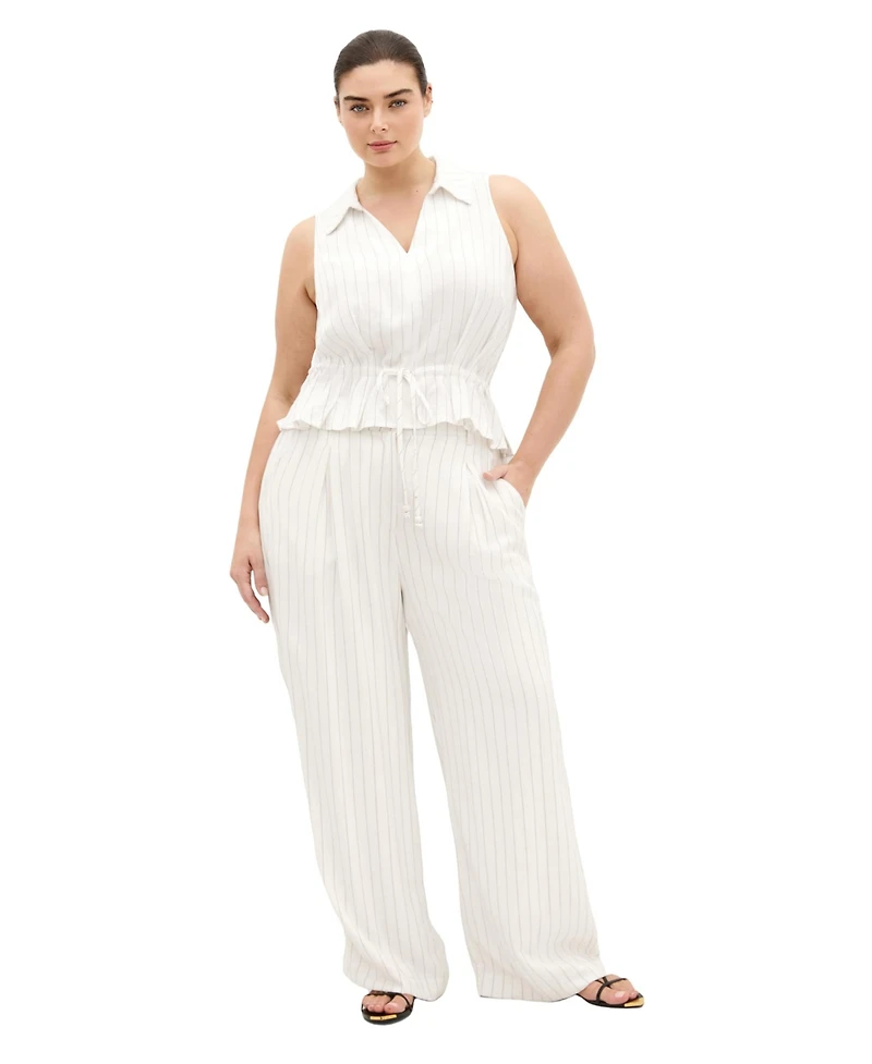 City Chic Plus Eva Stripe Wide Leg Pant