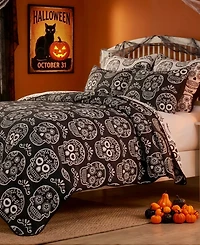 Greenland Home Fashions Sugar Skull Jacquard-Woven -Piece Coverlet Set