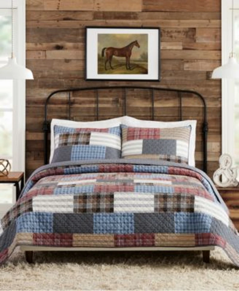 Modern Heirloom Cabin Patchwork Printed 3 Piece Quilt Sets