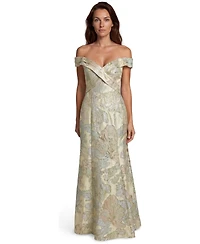 Rene Ruiz Occasion Women's Off The Shoulder Floral Jacquard Gown