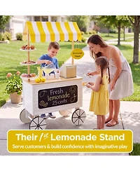 Best Choice Products Kids Lemonade Stand Canopy Chalkboard Wheels 8-Piece Play Kitchen, Ages 3+