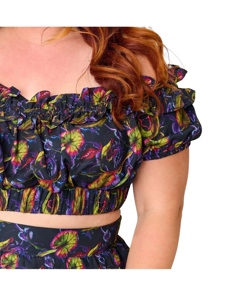 Unique Vintage Plus 1970s Off Ruffle Up Crop Top