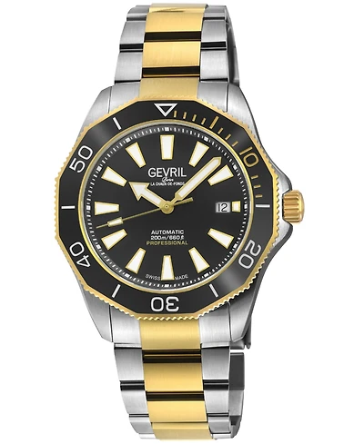 Gevril Men's Swiss Made Pier 90 Swiss Automatic Two tone Stainless Steel Bracelet Watch