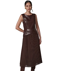Donna Karan New York Petite Boat-Neck Faux-Wrap A-Line Midi Dress