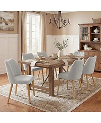 homfan Dining Chairs Set of 2, Armless Chairs with Backrest, Upholstered Modern Fabric Chairs with Wooden Leg for Kitchen, Living Room,