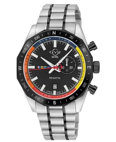 GV2 by Gevril Men's Regatta Swiss Quartz Two toned Ss Ip Bracelet Watch