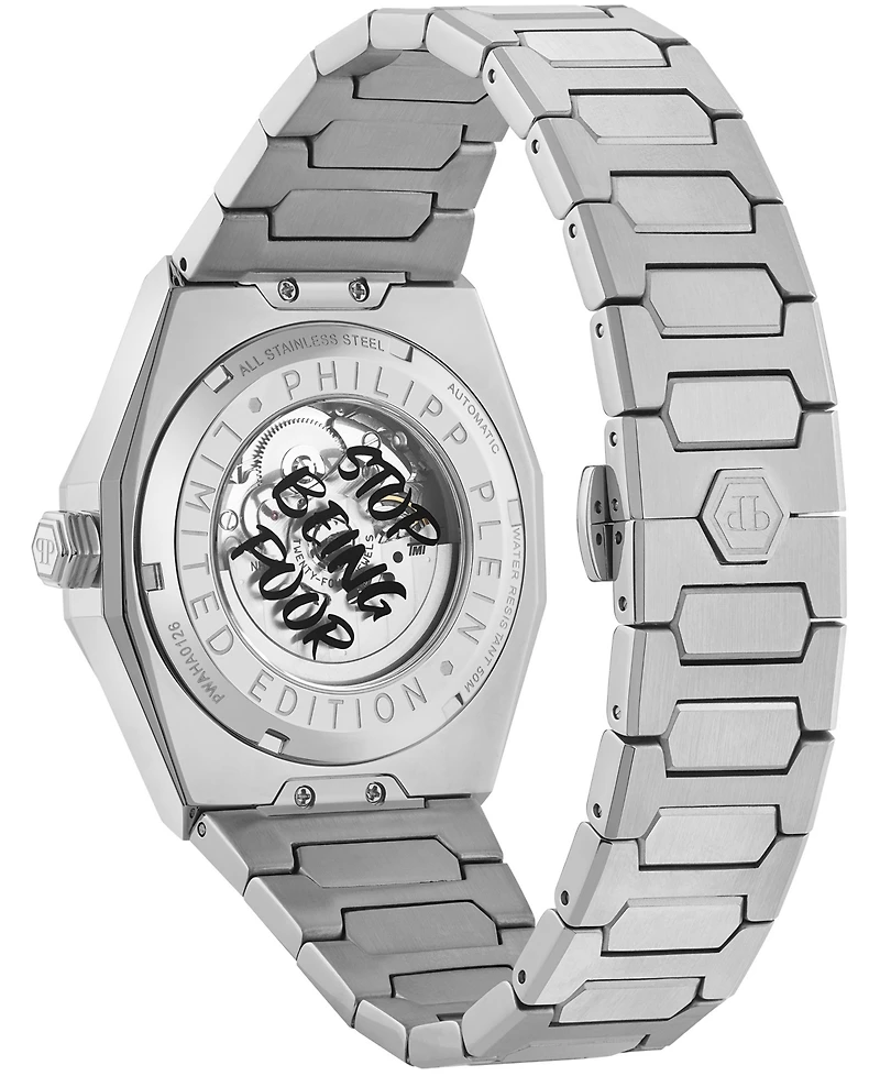 Philipp Plein Men's Silver Stainless Steel Bracelet Watch 44mm