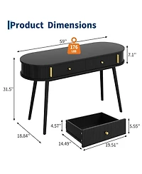 homfan Office Desk with 2 Drawers, 55" Laptop Computer Work Study Desk, Executive Table Storage for Home Bedroom