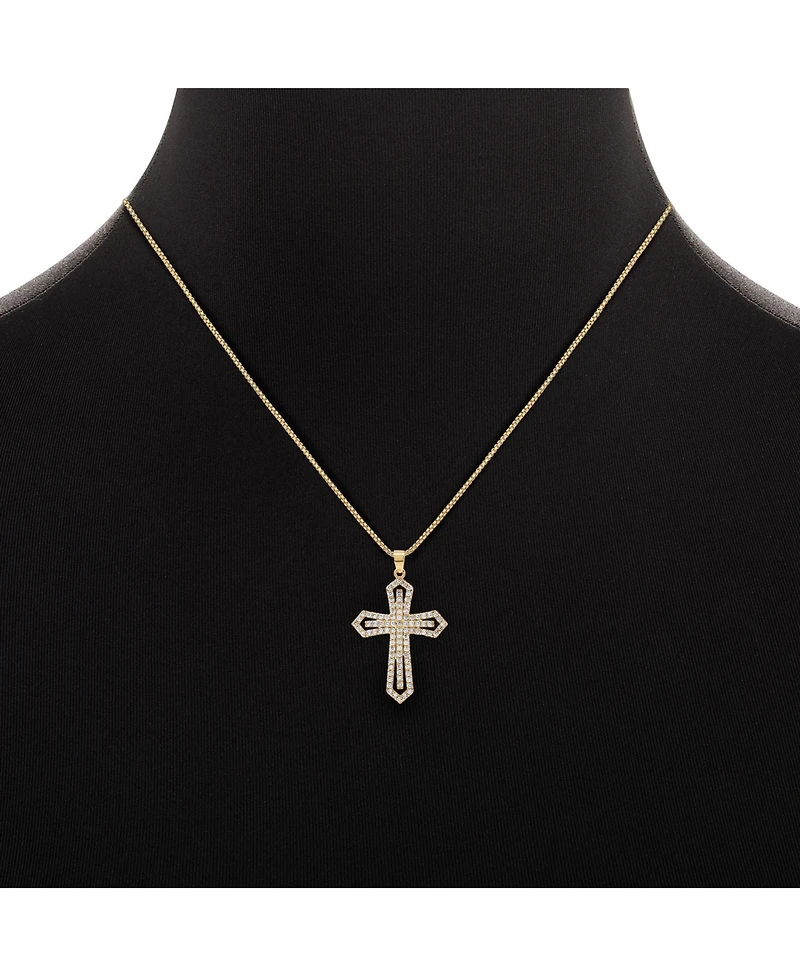 Macy's 18k Gold-Plated Cubic Zirconia Cross on Box Chain Necklace