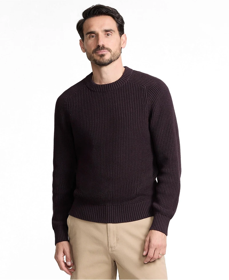 Lands' End Men's Cotton Drifter Saddle Crewneck Shaker Sweater