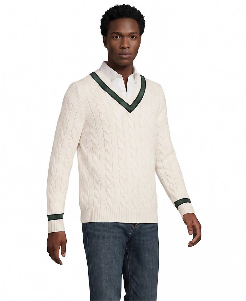 Lands' End Men's Long Sleeve Drifter Cricket Sweater