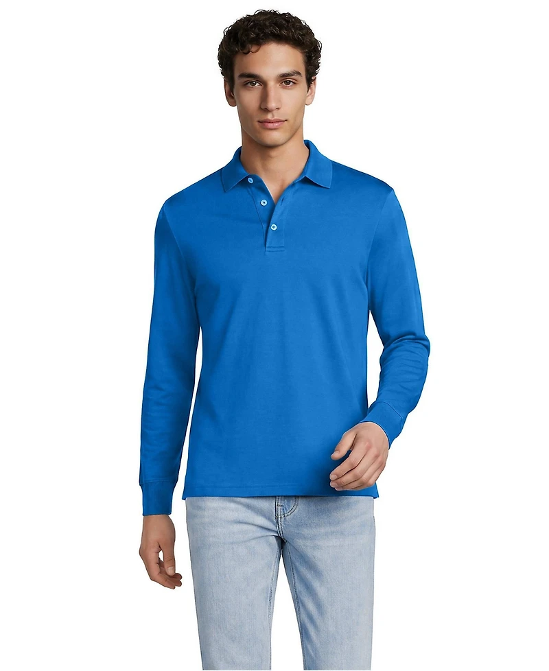 Lands' End Men's Long Sleeve Cotton Supima Polo Shirt