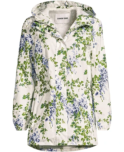 Lands' End Plus Print Waterproof Hooded Packable Raincoat