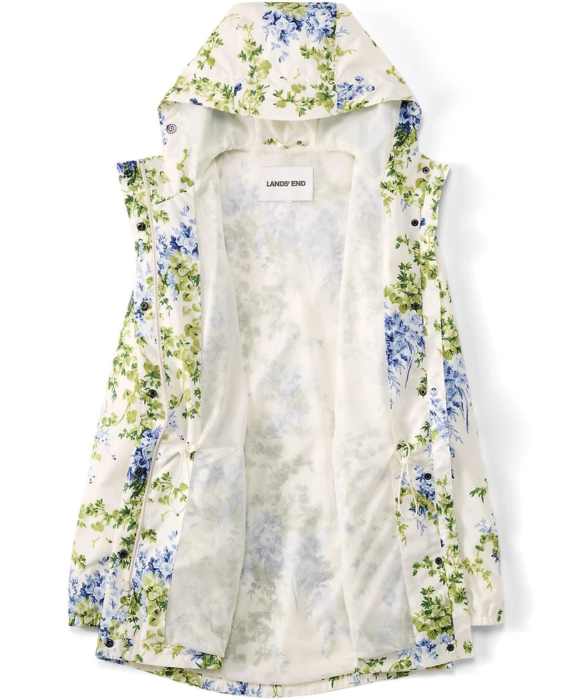 Lands' End Plus Print Waterproof Hooded Packable Raincoat