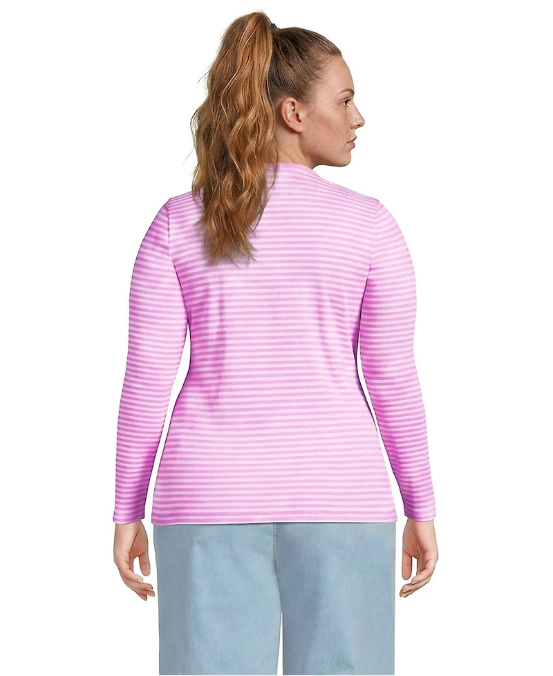 Lands' End Women's Plus Long Sleeve Micro Rib T-Shirt