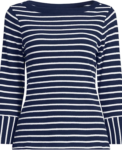 Lands' End Women's 3/4 Mariner Cuff Sleeve Boatneck