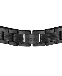 Hugo Boss Men's Boss Emblem Ionic Plated Black Steel Bracelet