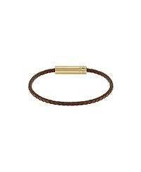 Hugo Boss Men's Ares Air Ionic Plated Thin Gold Steel Brown Leather Bracelet
