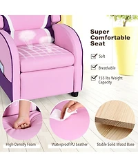 Gouun Kids Leather Recliner Chair with Adjustable Backrest and Side Pockets