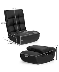 Gouun 4-Position Adjustable Floor Chair Folding Lazy Sofa with Side Pocket