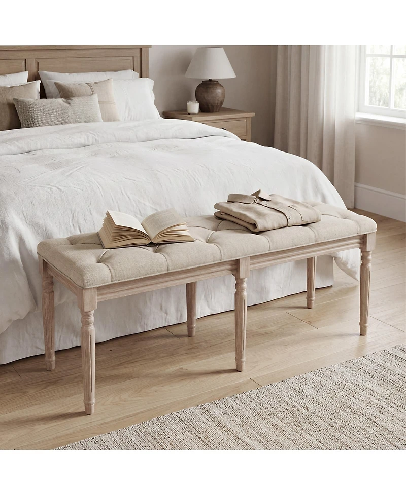 Costway 47.5" End of Bed Bench with Tufted Decoration and Antiqued Legs for Living Room