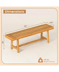 Costway 63 Inch Solid Wood Bench, Rustic Farmhouse Narrow Bench for up to 3 People
