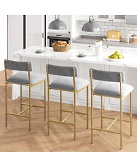 gaomon Bar Stools Set of 4, Kitchen Bar Stools with Footrest, 25.5 Inches Upholstered Bar Chairs with Frame and Ergonomic Backrest
