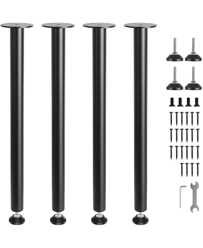 Sugift 28 in Adjustable Steel Desk Legs Set of 4 1200 lbs Load Capacity Heavy Duty with Foot Cup