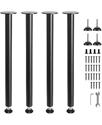Sugift 28 in Adjustable Steel Desk Legs Set of 4 1200 lbs Load Capacity Heavy Duty with Foot Cup