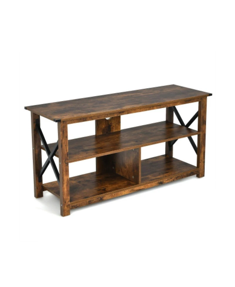 Gouun 3-Tier 47 Inch Tv Console for 55 Inch Screens with X-Shape Metal Frame