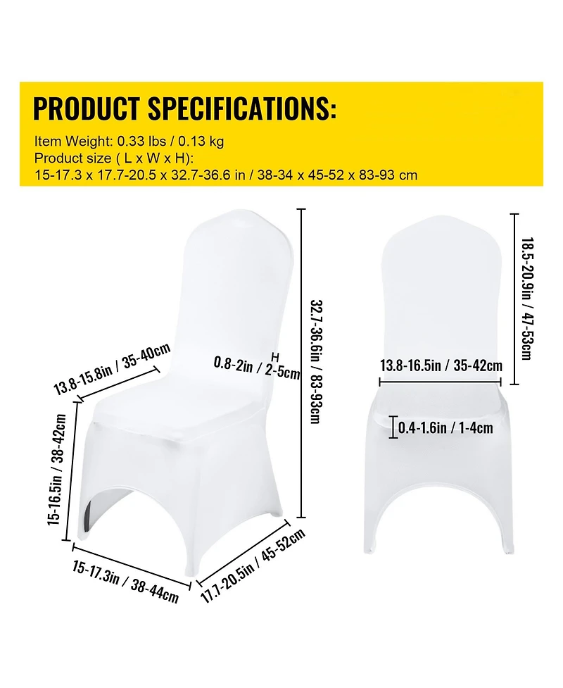 Sugift 50Pieces Stretch Spandex Folding Chair Covers Removable Washable Protective Slipcovers for Events