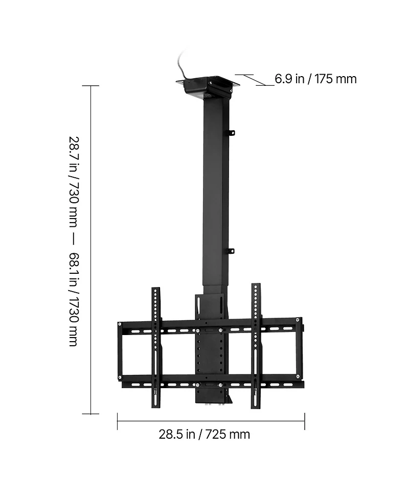 Sugift Motorized Flip Down Ceiling Tv Mount for 32 to 55 in TVs Max Vesa 24 x 16 in Up to 120 lbs