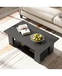Costway Coffee Table 2-Tier Modern Center Cocktail with Storage Shelf for Living Room