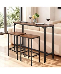 Slickblue 47 Inch Rustic Bar Table and 2 Stools Set for Kitchen Breakfast and Dining