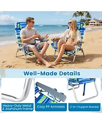 Gouun Set of 2 Portable Folding Backpack Beach Recliner Chairs with 5-Position Back