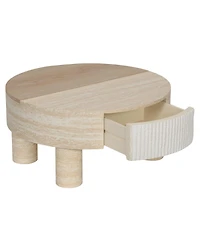 Flynama Round Coffee Table with Flip Top Storage Fluted Modern Mdf Living Room Center Table