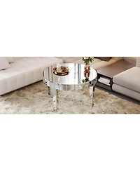 Flynama 31.5 Inch Round Fluted Mirror Coffee Table