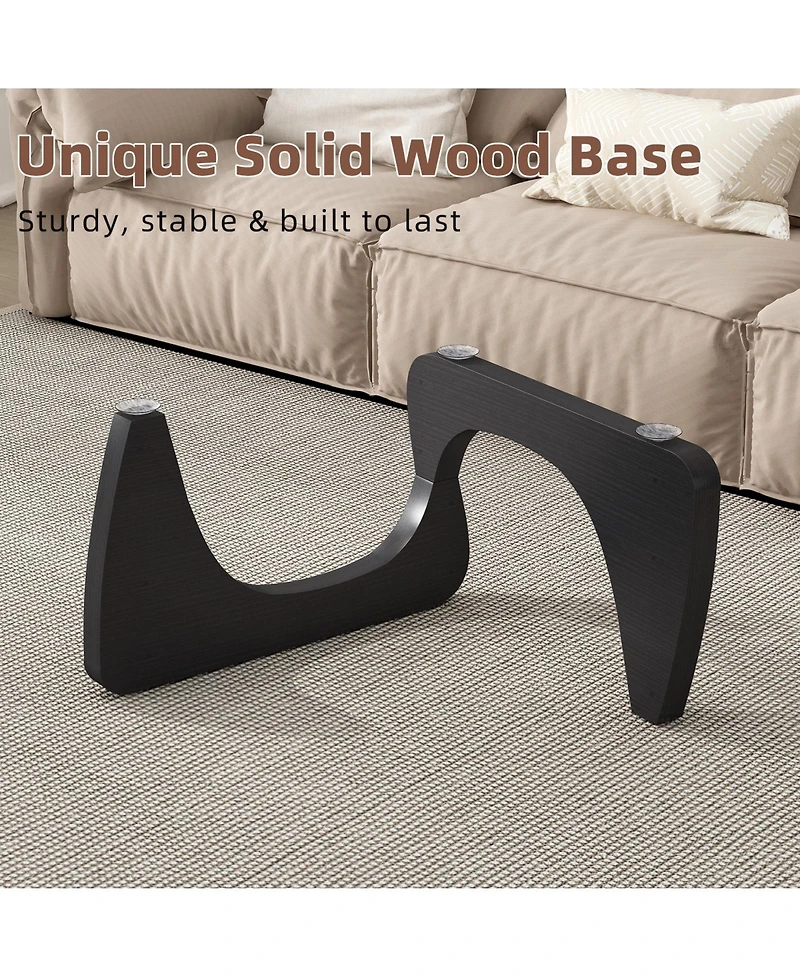 Flynama Mid Century Modern Glass Coffee Table